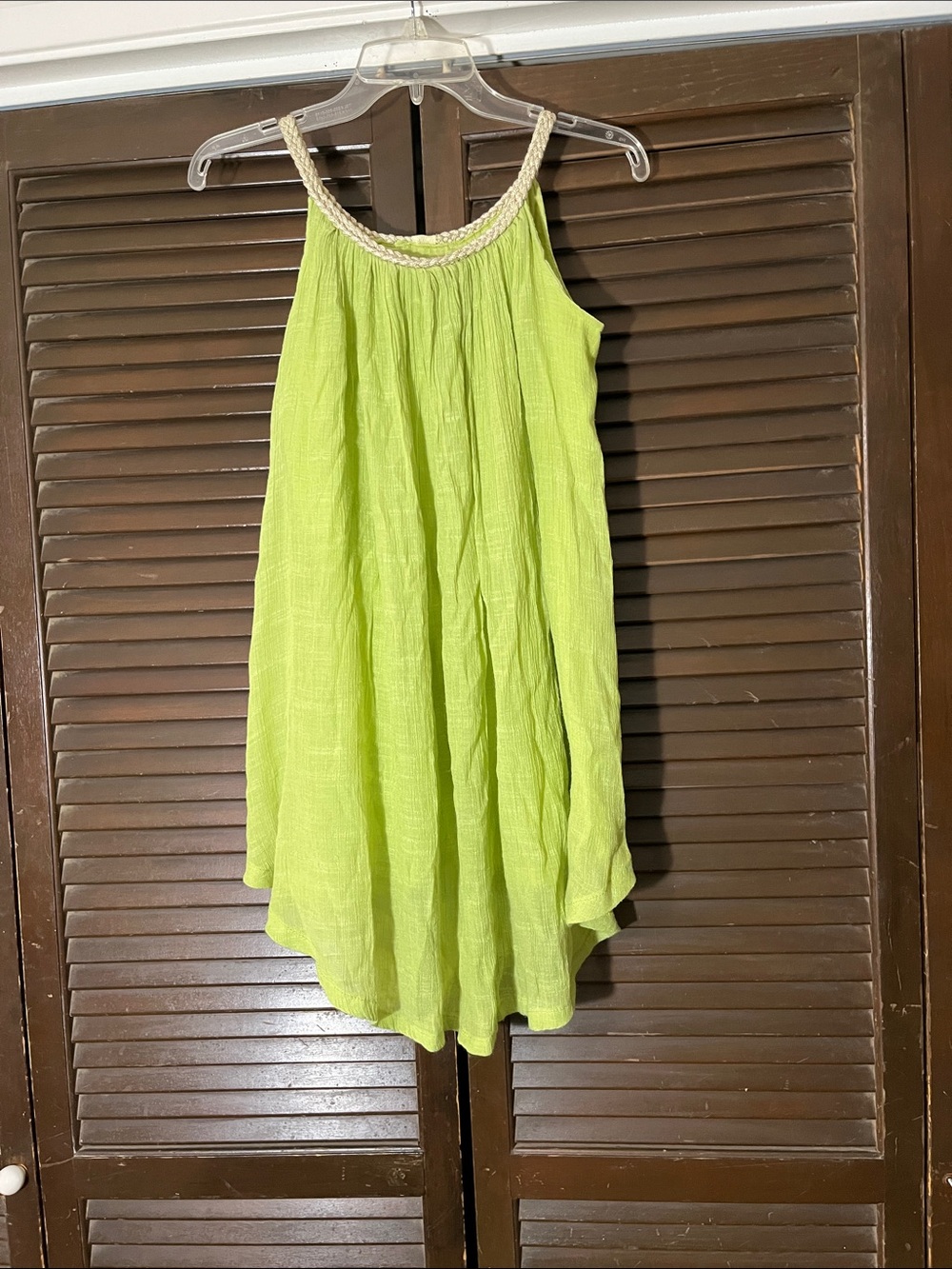 Sleeveless Lime Green Braided-Trim Women's Top